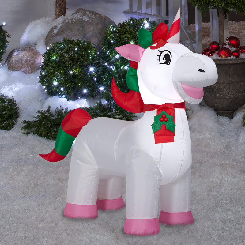 The Holiday Aisle® Christmas Unicorn Inflatable Wayfair